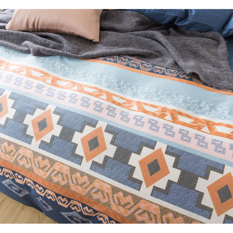 Egyptian-Quality Cotton Sateen Geometric Shapes Duvet Cover, Queen Duvet Cover + 2 Shams