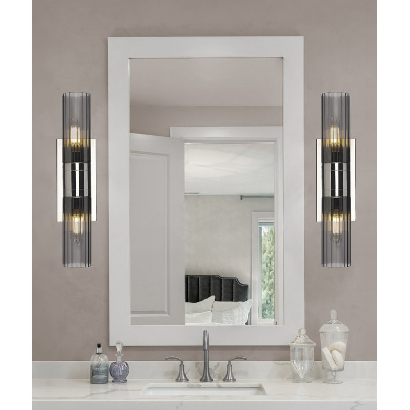 Éclairage pour meuble-lavabo mural 8 po Empire, Fumée, Nickel poli