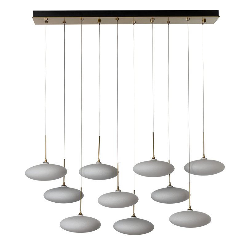 Clouds 10-Light Pendant - Black - Standard Overall Height, Modern Brass, 75"
