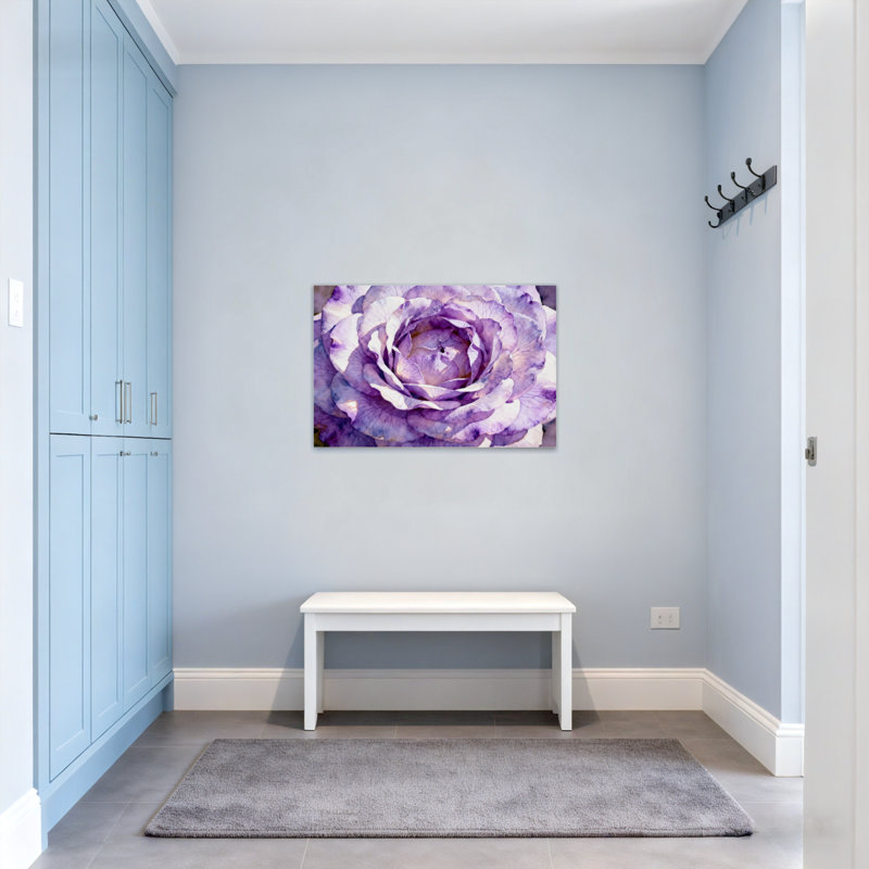 Plantes et fleurs, aquarelle rose mauve, H 24 po x l 36 po