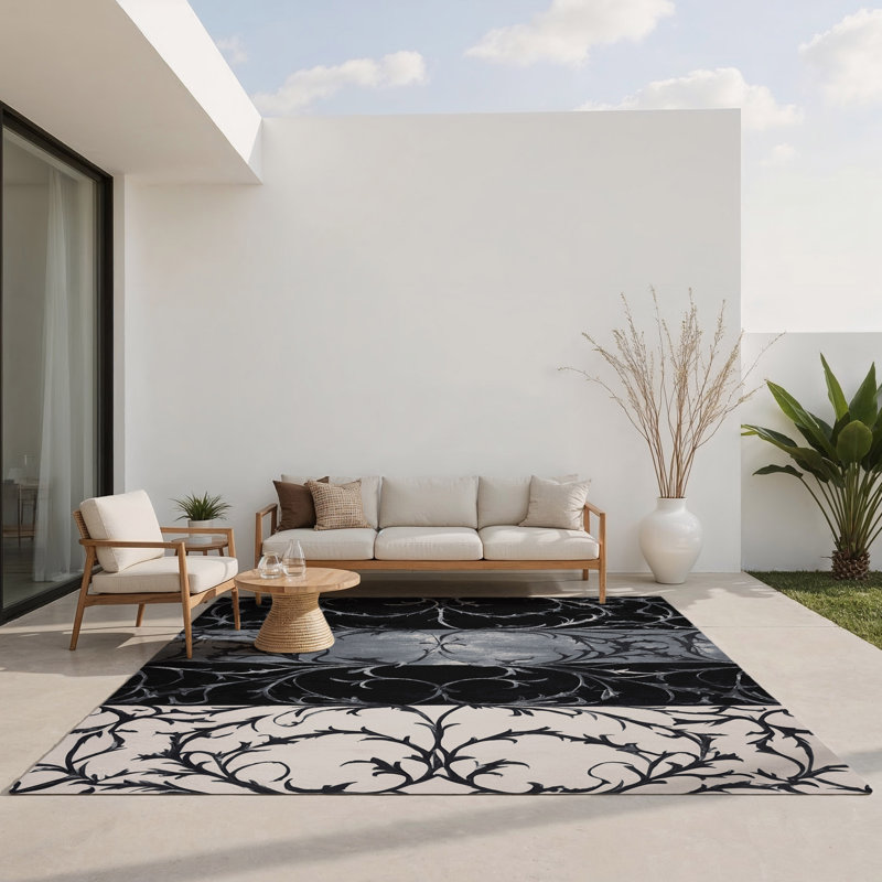 Tapis intérieur et extérieur Ebony Vine, Rectangle 1 pi 6 po x 2 pi 6 po