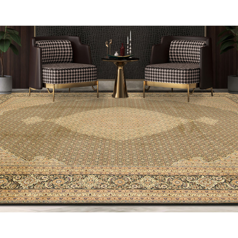 Tapis rectangulaire en laine noué à la main