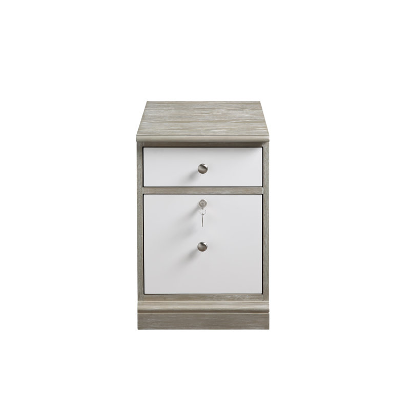 Samul 2 Vertical Filing Cabinet, White/Oak