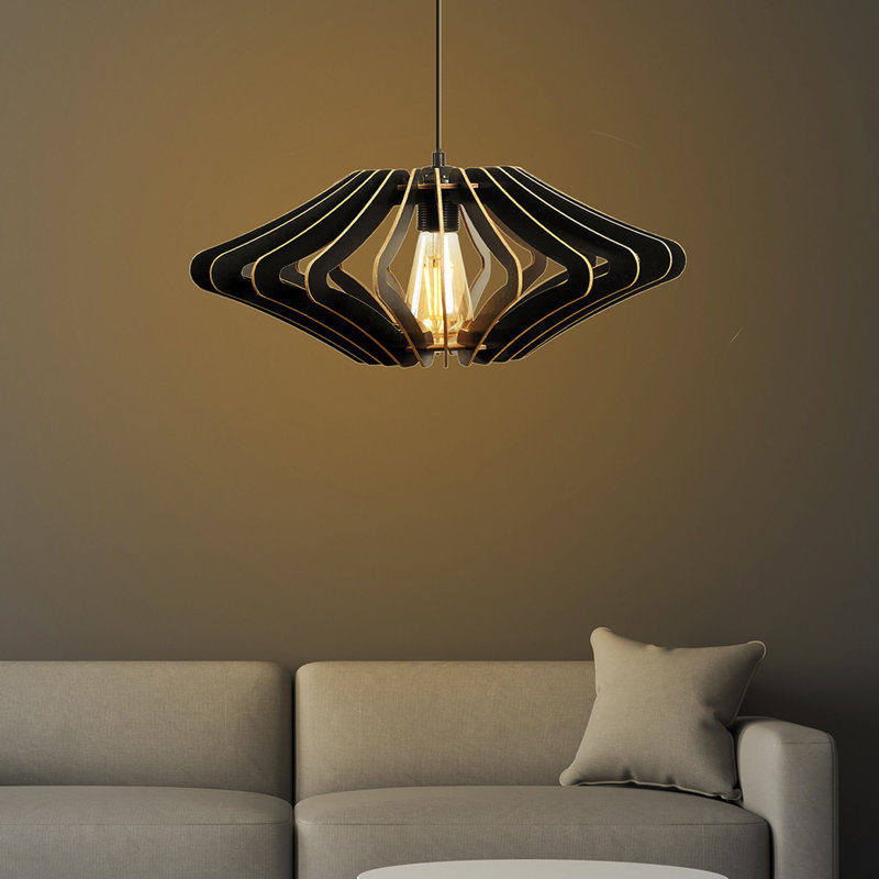 Élégant lustre noir Big Angel, hauteur réglable 21,7 po | Corps en panneau de fibres à densité moyenne massif, diamètre du capuchon: 23,2 po, douille E27 maximale de 40 W | Design scandinave, parfait pour les salons et salles à manger modernes, éclairage intérieur élégant