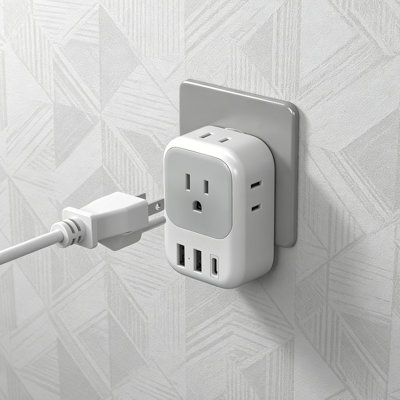 Two-Pack J-Type Swiss Travel Adapters With Four Sockets, Three USB Ports, And A 20W Fast Charging USB-C Port. US To Switzerland, Liechtenstein, And Rwanda Dedicated Power Adapters.