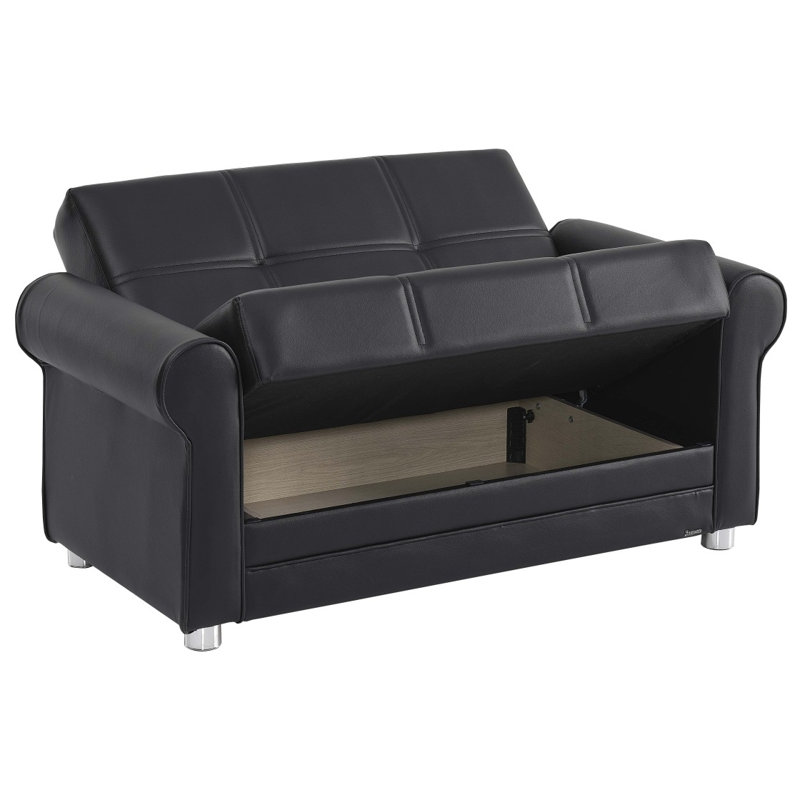 Causeuse convertible avec rangement Primenest Ithara Collection - polyuréthane noir, Noir