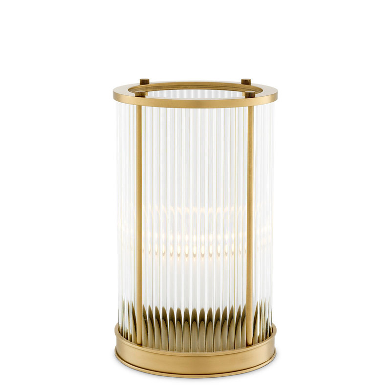 Mayson Hurricane Candle Holder, 10.83" H x 6.5" W x 6.5" D, Clear/Gold