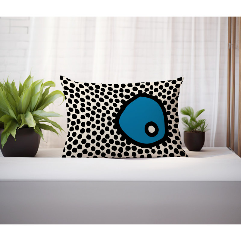 Coussin lombaire réversible intérieur / extérieur Jai Abstract, H 18 po x l 25 po, Turquoise