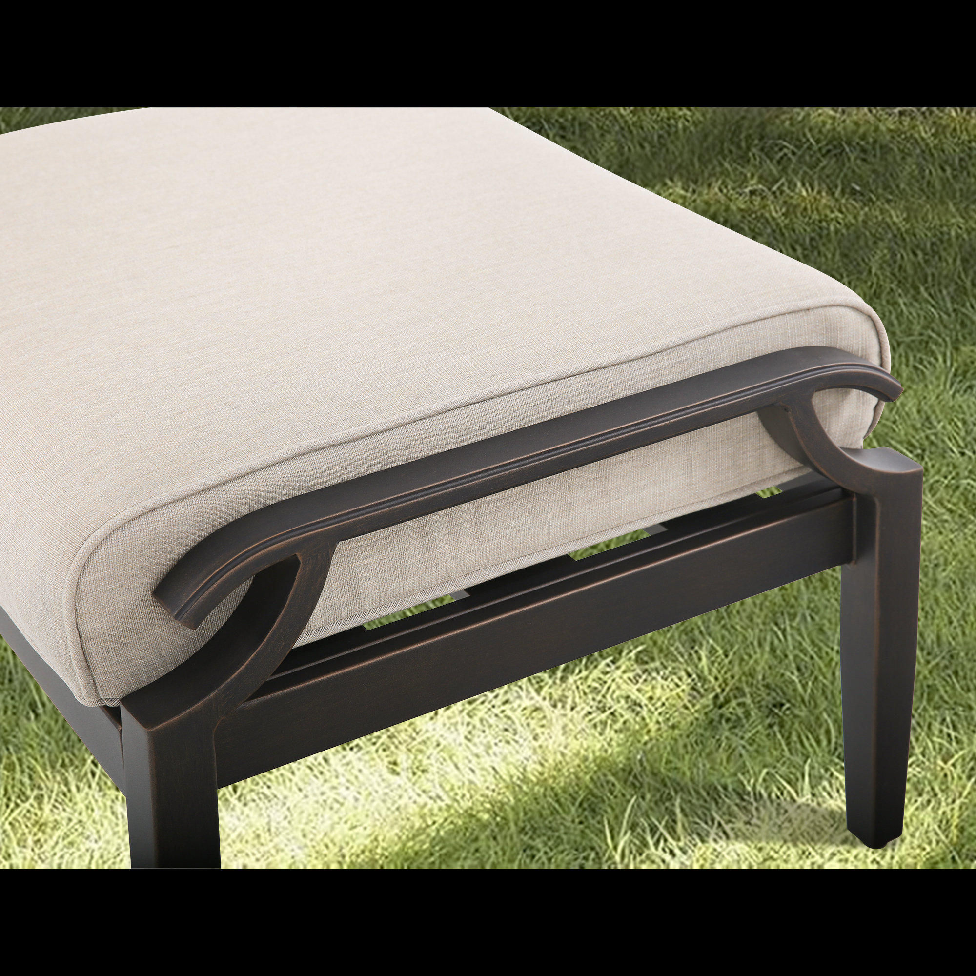 Tamarin Patio Aluminum Ottoman With Sunbrella® Cushions