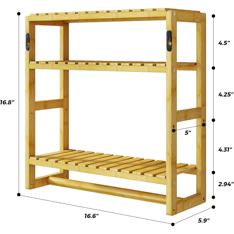 Massuda 3 Piece Solid Wood Tiered Shelf with Adjustable Shelves, Natural Wood