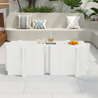 Ensemble de 3 tables de casse-tête artistiques, tables d'appoint modulaires MGO avec emboîtement (2 convexes et 1 concave), capacité de 200 lb pour l'intérieur et l'extérieur, couleur blanche