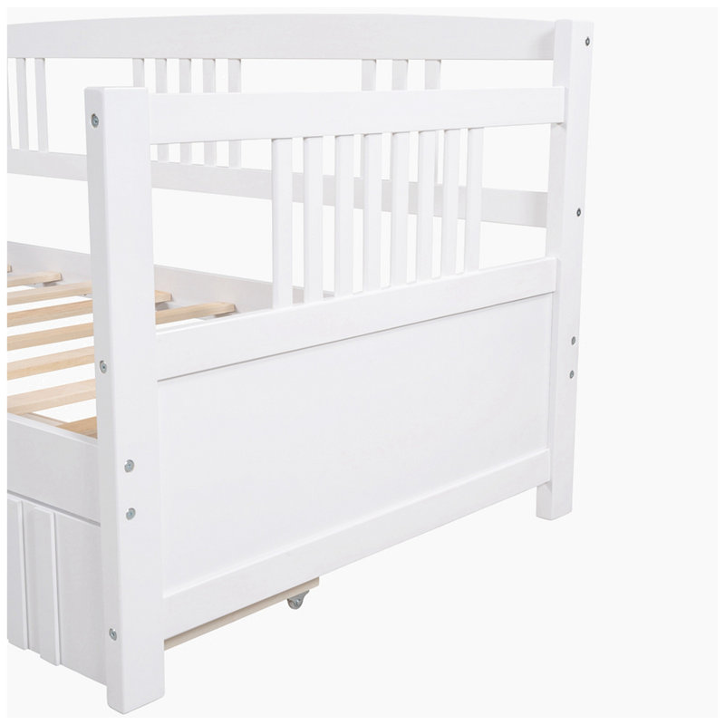Lit de jour avec couchette Safak, Blanc, Lit simple