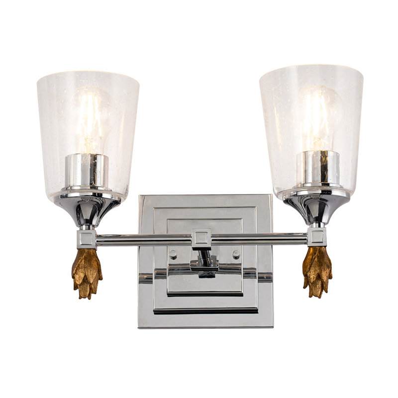Vetiver 2 Light Vanity Light In Silver With Gold Accents, Silver/Gold