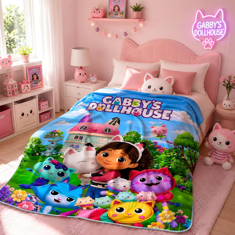 Couverture de lit Gabby's Dollhouse pour filles, 59 x 51 po Gabby's Dollhouse