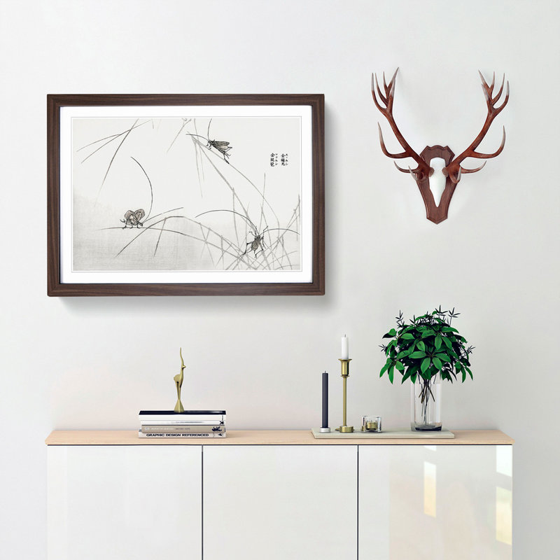 Crickets by Morimoto Toko - Picture Frame Painting Print, 36cm H x 48cm W x 2cm D, Walnut Framed