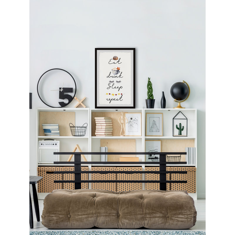 «Drink And Sleep», reproduction encadrée, H 12 po x l 8 po x P 1,5 po