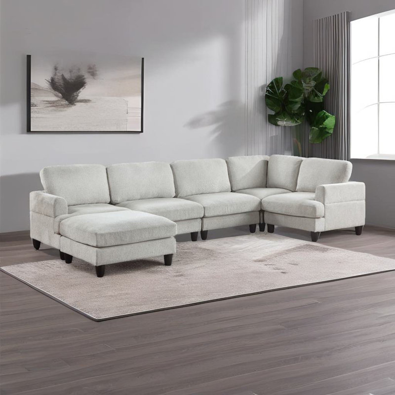 Canapé modulaire Yasim, Chenille gris pâle