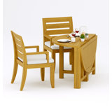 2 Seats 3 Pcs Grade-A Teak Wood Dining Set: 48" Round Butterfly Table And 2 Atnas  Arm Chairs #11AT0902