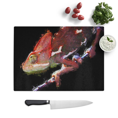Tempered Glass Chameleon Lizard Chopping Board