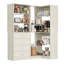 Armoire de rangement d'angle pour garde-manger de coin avec 4 tiroirs, tablettes ouvertes et tringles de suspension, système d'organisation de nourriture modulaire 2 pièces-129191601