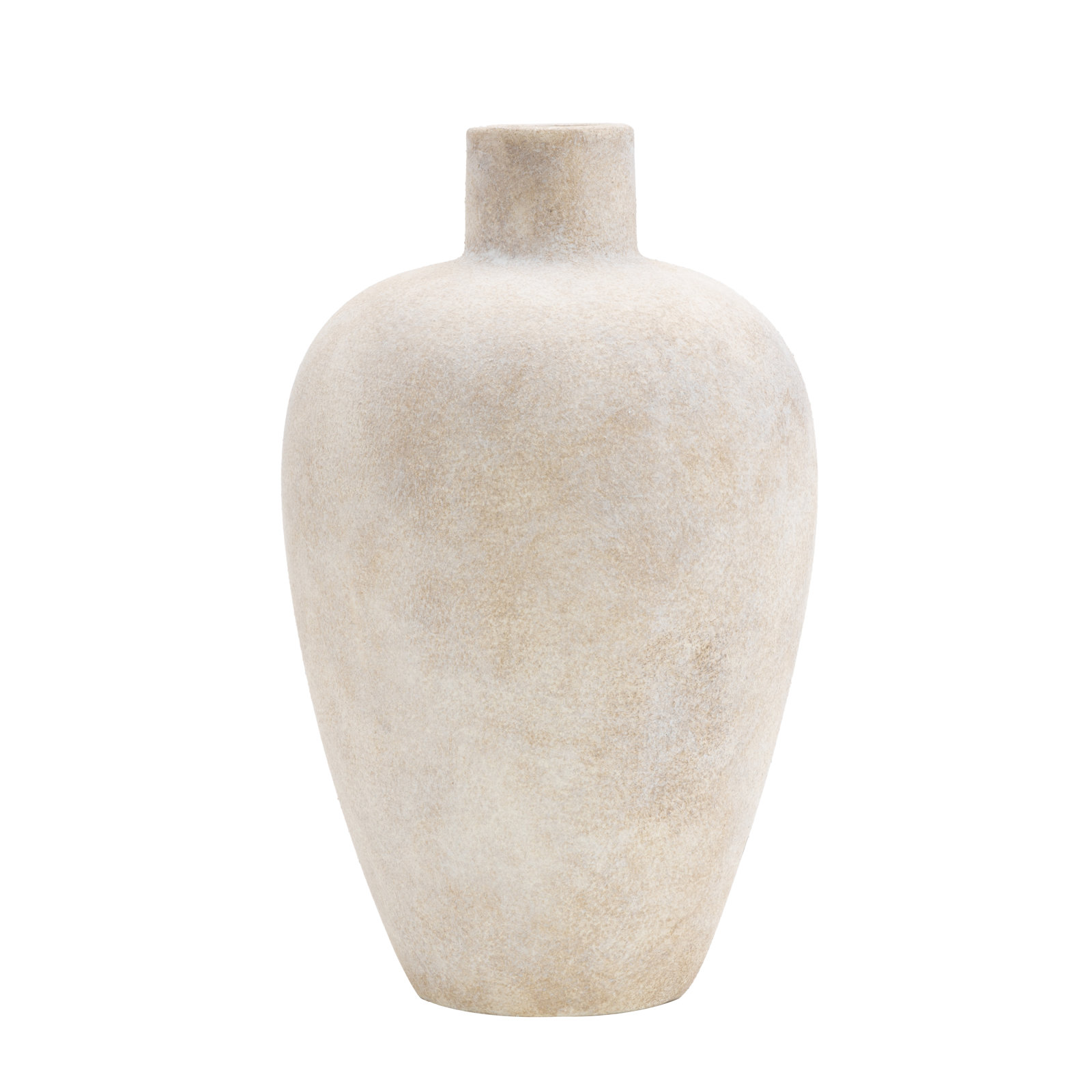 Cole and Ceramic Wide Textured Decorative Vase with Brown Accents, Cream
