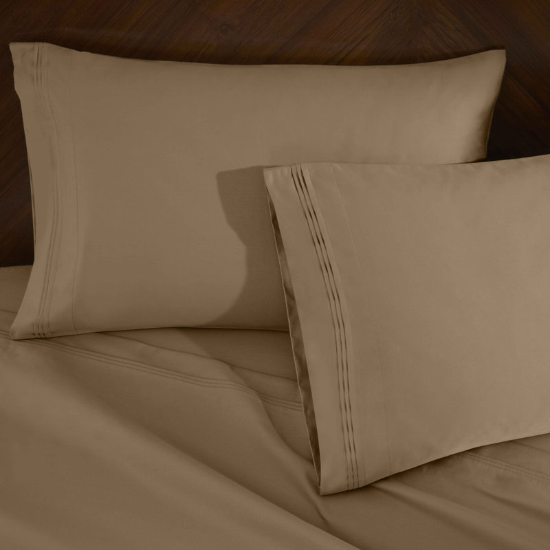 Ensemble de draps en coton 1000 fils Blue Nile Mills, Grand lit, Taupe