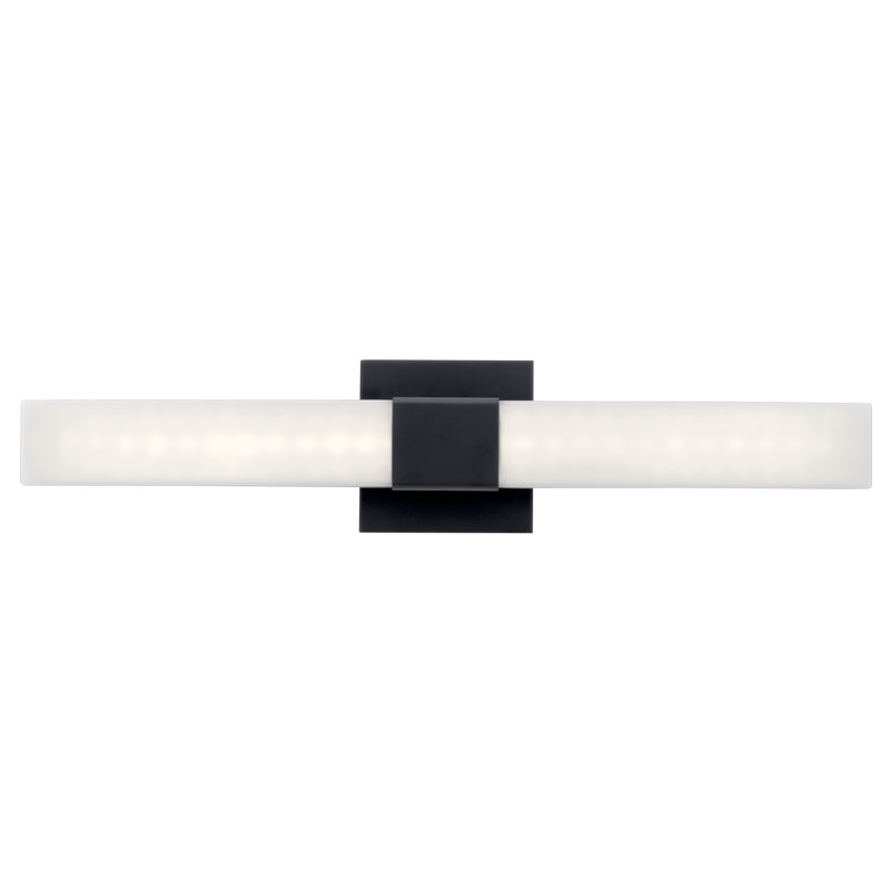Neltev Matte Black 24" LED Bath Vanity Light with White Shade