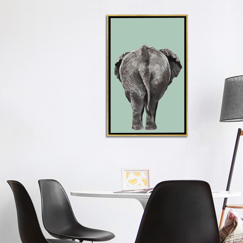 Art de bout éléphant, Toile encadrée d'or, H 40 po x l 26 po x P 1,5 po