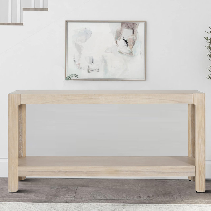 Console moderne en bois avec tablette ouverte, Naturel
