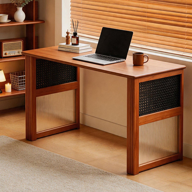 Brown Durable Pine Wood Rectangular Writing Desk, 29.52" H x 62.99" W x 25.59" D