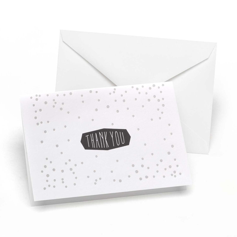 Ensemble d’invitation de remerciements à points pois, Argent