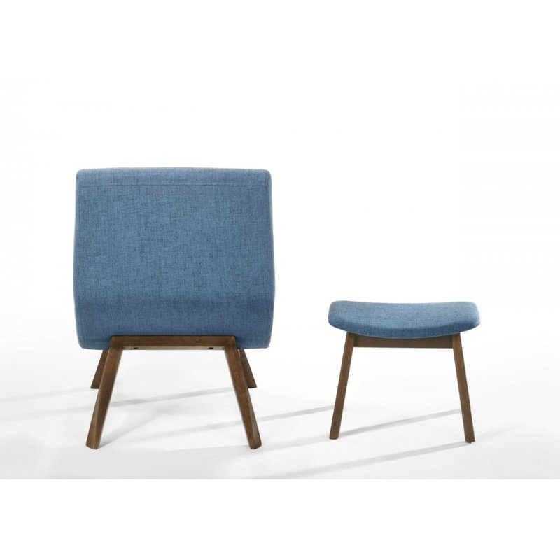 Chaise longue rembourrée avec repose-pieds Danity, Polyester bleu