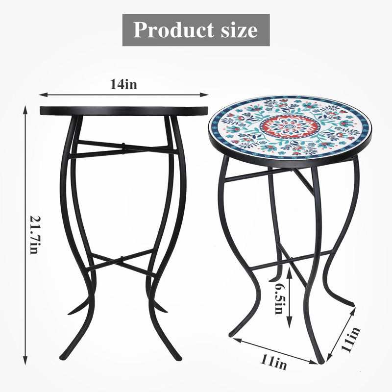 Table d'extérieur Wynonna 14 L x 14 W