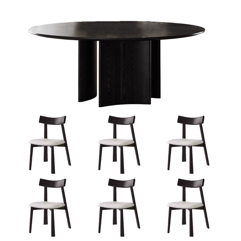 Table de salle à manger ronde moderne et luxueuse avec chaise, H 29,5 po x L 59 po x l 59 po