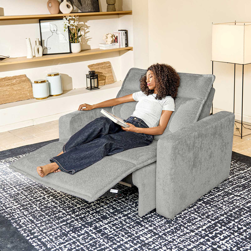 Majida 47"W Modern Oversized Zero-Wall Power Recliner, Moonlight Gray