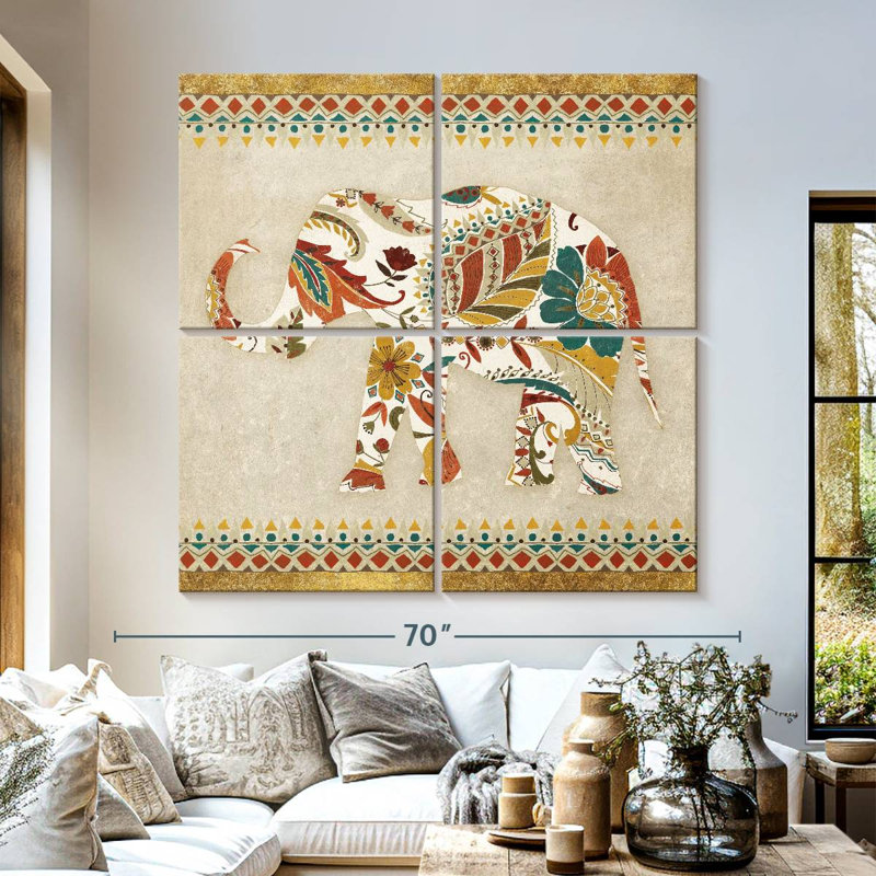 Brampt Boho Elephant II, 57" H x 57" W