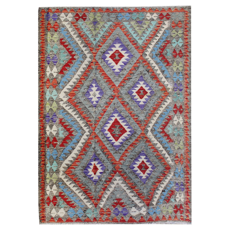 Tapis unique en laine noué à la main 4 pi 2 po x 5 pi 6 po nouvel âge Ouzbek