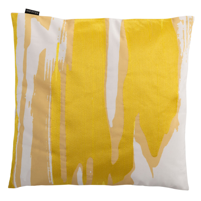 Julienne Abstract Reversible Throw Pillow, Mustard/White