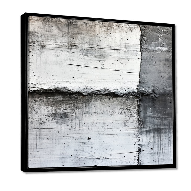 Concrete Wall Art, Iron Line Canvas, Cemiyah, H 36 po x l 36 po, Cadre flottant noir