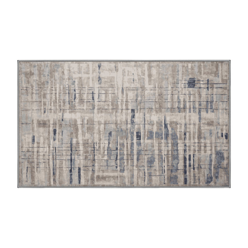Tapis gris lavable à la machine, Rectangle 7 pi x 9 pi