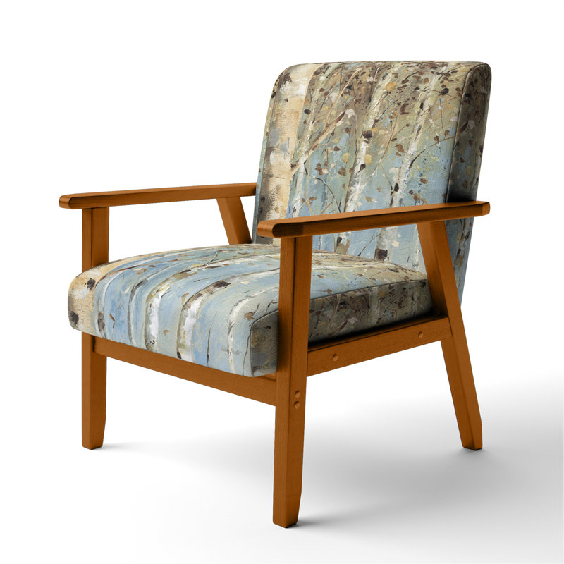 Chaise d'appoint rembourrée Birch Forest I - Modern Farmhouse, Accoudoirs carrés bruns