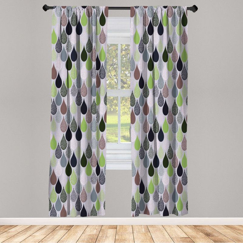 Microfiber Floral Semi-Sheer Rod Pocket Curtain Panels, 28" W x 63" L, Black/Gray