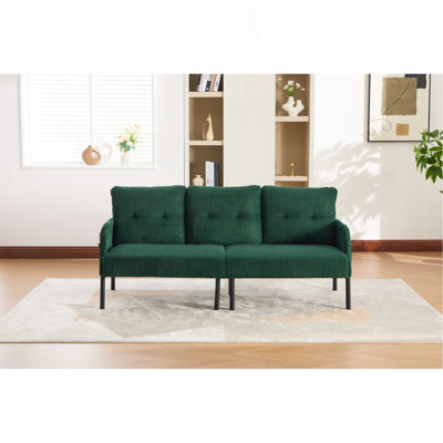 Causeuse surdimensionnée, canapé à deux places moderne et moelleux, canapé rembourré en velours côtelé, canapé de chambre confortable avec pieds en métal et poches latérales, idéal pour le salon, la chambre à coucher, un dortoir, un appartement