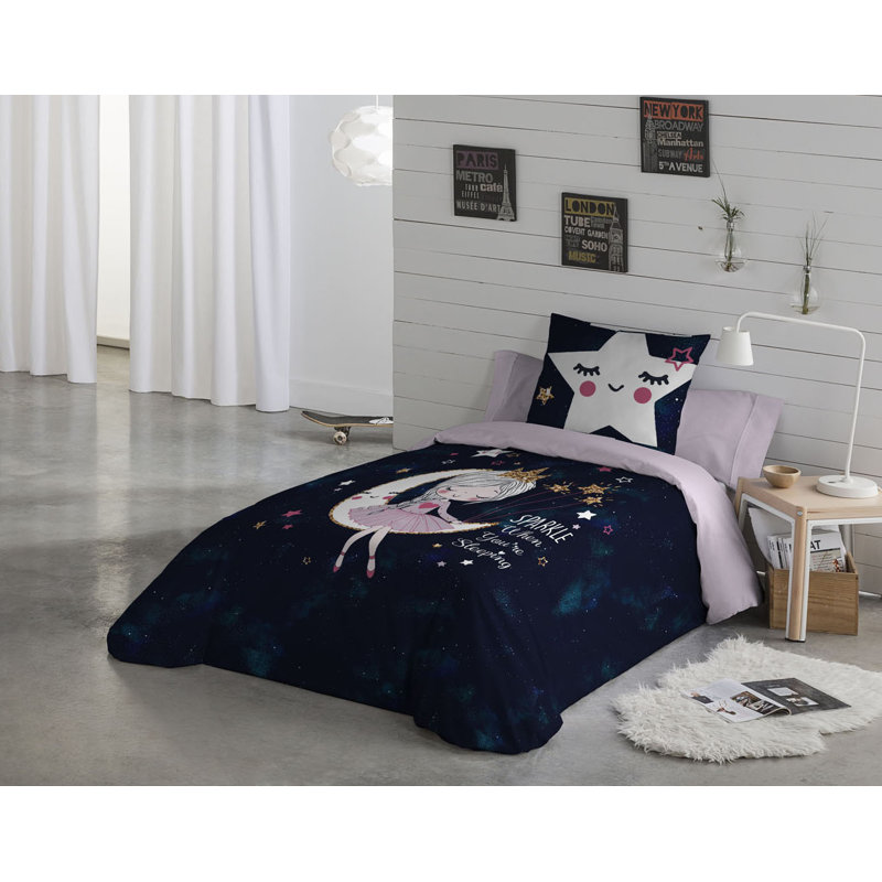 Ensemble de housse de couette en coton 3 pièces Lesha (l 66 po x L 86 po), Housse de couette simple + 1 taie d'oreiller