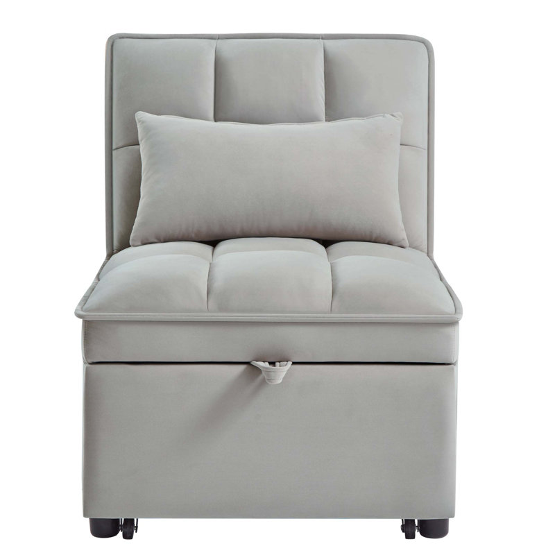 Canapé-lit simple multifonctionnel 4 en 1 avec poches de rangement, canapé-lit simple capitonné avec dossier réglable et coussins, méridienne convertible