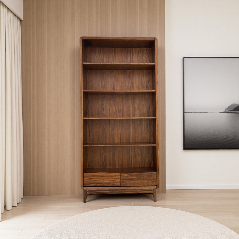Nouvelle bibliothèque de style chinois, Brun, (5 tablettes) H 74,8 po x l 35,43 po x P 11,8 po