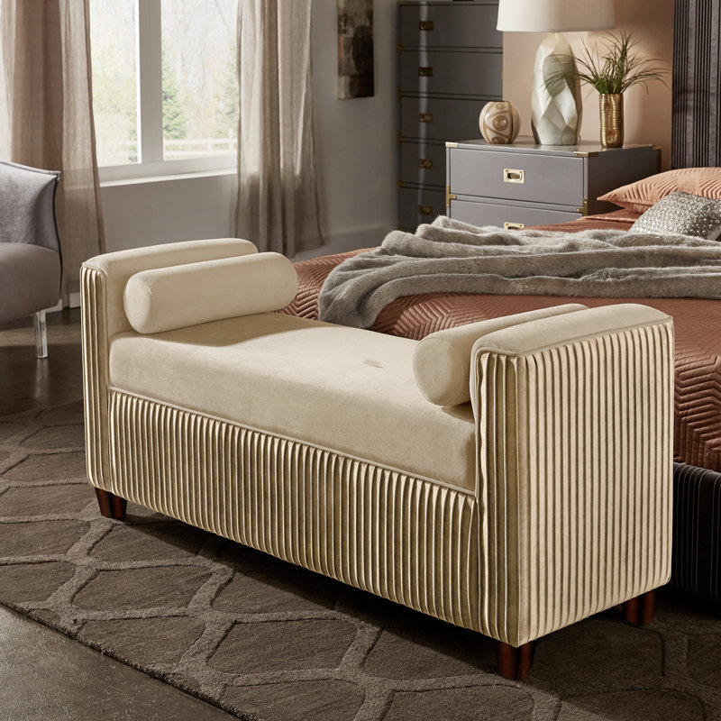 Banc rembourré Grena, Beige et sable