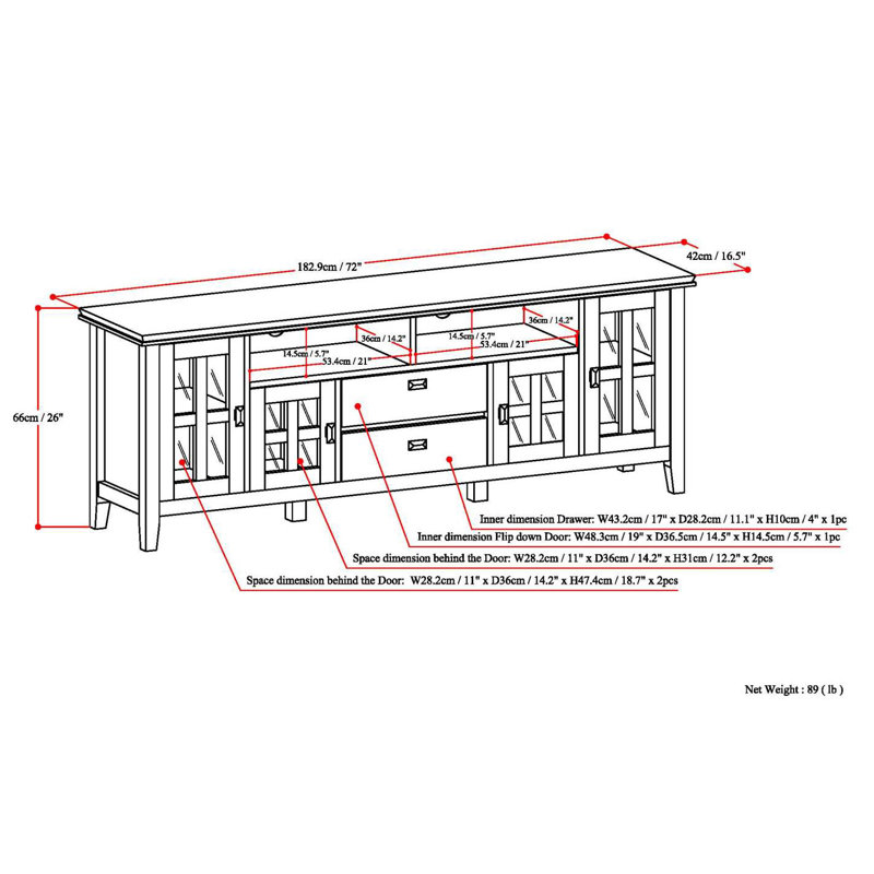 White Solid Wood 72 Inch TV Media Stand with Cabinets