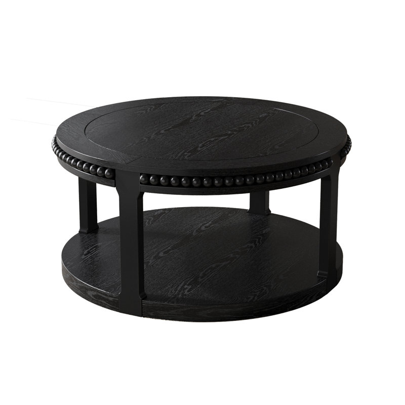 Table basse ronde en bois massif de 31,5 po pour le salon (table incluse seulement)