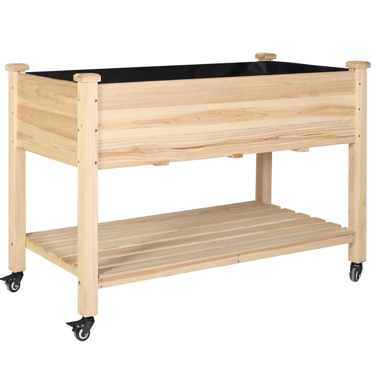 Rosan Wood Outdoor Elevated Planter with Wheels